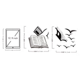 PVC Wall Stickers, for Home Living Room Bedroom Decoration, Book with Bird, Black, 360x360mm, 2 sheets/set
