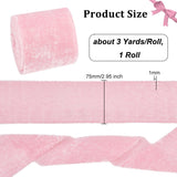 Flat Velvet Ribbons, Raw Edged Ribbons, Clothes Accessories, Pink, 3 inch(75mm), about 3 Yards/Roll
