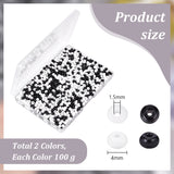 200G 2 Colors 6/0 Glass Round Seed Beads, Opaque Colours, Small Craft Beads for DIY Jewelry Making, White and Black, 4mm, Hole:1.5mm, 100g/color