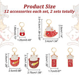 12Pcs 6 Style Alloy Enamel Fortune Cat Charm Locking Stitch Markers, with Gold Tone 304 Stainless Steel Leverback Earring Findings, Red, 3.5~5.3cm, 2pcs/style