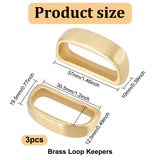 Brass Loop Keepers, Belt Buckle, Rectangle, Raw(Unplated), 19.5x37x10mm, 3pcs/box