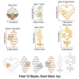 Alloy Pendants, Bees and Honeycomb, Mixed Color, 12pcs/box