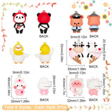12Pcs 6 Style PVC Pendants, Rabbit & Panda with Strawberry & Pig, Mixed Color, 43~53x32~46x20.5~26.5mm, Hole: 3mm, 2pcs/style