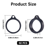 50Pcs Silicone Pendant, for Electronic stylus & Lighter Making, Ring, Black, 29x24.5x7mm, Hole: 3mm, Inner Diameter: 20.5mm