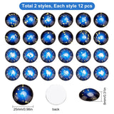 Glass Cabochons, Half Round with 12 Constellations, Mixed Color, 25x7~8mm, 2sets/Box