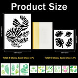 9 Sheets PET Drawing Painting Stencils Templates, Rectangle with Leaf Pattern, White, 150~297x150~210x0.3mm