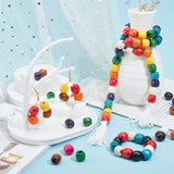 220Pcs 11 Colors Natural Wooden Beads, Large Hole Beads, Rondelle, Mixed Color, 17mm, Hole: 7mm, 20pcs/color