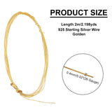 925 Sterling Silver Wire, with Sponge Pad, Golden, 26 Gauge, 0.4mm, about 6.56 Feet(2m)/Box