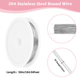 304 Stainless Steel Wire, Round, for Jewelry Making, Stainless Steel Color, 0.3mm, about 164.04 Feet(50m)/Roll