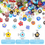 3 Strands 3 Style Handmade Millefiori Glass Bead Strands, Flower & Flat Round, Mixed Color, 4~8x2.5~3mm, Hole: 0.5~1mm, 1 strand/style