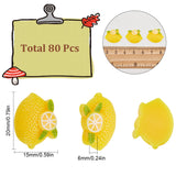 80Pcs Opaque Resin Cabochons, Imitation Food, Lemon, Gold, 15x20x6mm