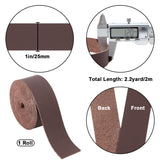 2M Flat Microfiber Imitation Leather Cord, for Clothes Decor, Coconut Brown, 25mm, about 2.19 Yards(2m)/Roll