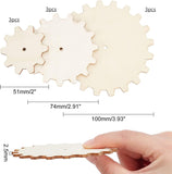 15Pcs Gear Unfinish Wooden Pieces, with 3Pcs Rubber Band, for Crafts DIY Painting Supplies, Linen, Wooden Pieces: 15pcs