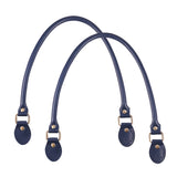 Leather Bag Handles, with Alloy Clasps, for Bag Straps Replacement Accessories, Brushed Antique Bronze, Marine Blue, 615x14x10mm