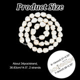 2 Strands Natural Cultured Freshwater Keshi Pearl Beads Strands, Baroque Pearls, Two Sides Polished, Seashell Color, 8~14x7~9x4~7mm, Hole: 0.8mm, about 34pcs/strand, 14.5 inch