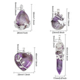 DIY Gemstone Necklace Making Kit, Including Teardrop & Heart & Bullet Natural Amethyst Pendants, 304 Stainless Steel Cable Chain Necklace, Stainless Steel Color, 9Pcs/box