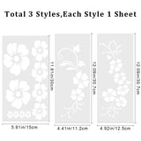 3 Styles PET Cartoon Self Adhesive Car Stickers, Waterproof Floral Car Decorative Decals for Car Decoration, White, 125~307x112~307x0.1~0.2mm