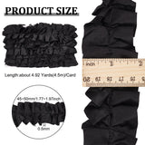 Falbala Satin Ribbon, Pleated Wavy Ribbon, for Garment Accesories, Black, 1-3/4~2 inch(45~50mm), about 4.92 Yards(4.5m)/Card