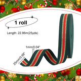 25 Yards Sparkle Polyester Glitter Ribbon, Stripe Ribbon, Clothes Accessories, Flat, Dark Green, 1 inch(25mm)