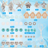 DIY Ocean Theme Bracelet Making Kit, Alloy Starfish & Shell & Sea Horse Pendants, Synthetic Turquoise Turtle & Magnesite & Glass & Alloy Beads, Turquoise