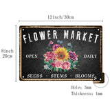 Vintage Metal Iron Tin Sign Poster, Wall Decor for Bars, Restaurants, Cafes Pubs, Vertical Rectangle, Flower Pattern, 300x200x0.5mm, Hole: 5x5mm