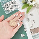 40Pcs 4 Style Stainless Steel Pendants, Elephant & Easter Bunny & Cat & Dog, Stainless Steel Color, 10pcs/style