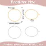 20Pcs 2 Colors Brass Connector Charms, Ring Links, Real Gold Plated & Real Platinum Plated, 28x25x1mm, Hole: 1mm, 10pcs/color