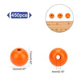 Natural Wood Beads, Dyed, Round, Orange Red, 12x11mm, Hole: 4mm