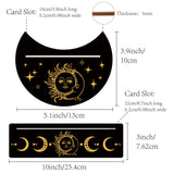2Pcs 2 Style Carved Wood Candle Holders, Wooden Card Stand for Tarot, Witch Divination Tools, Moon-shaped & Rectangle, Black, Sun Pattern, 130~254x76.2~100x5mm, 1pc/style