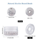DIY Stretch Bracelets Making Kits, include Natural Howlite Round Beads, Elastic Crystal Thread, Beads: 6~6.5mm, Hole: 0.8~1mm, 200pcs/box
