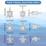 30Pcs 3 Style Stainless Steel Pendant, Tortoise, Stainless Steel Color, 18.5~25x13~15x3~3.5mm, Hole: 1~1.8mm, 10pcs/style