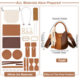 DIY Sew on PU Leather Bucket Bags Kits, with PU Leather Bag Bottom & Cover, Metal Clasps & Buckles, Needles, Thread, Sienna