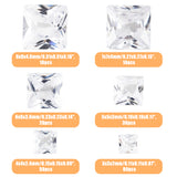 6 Style Cubic Zirconia Cabochons, Grade A, Faceted, Square, Clear, 3~8x3~8x2~4.6mm, 200pcs/box