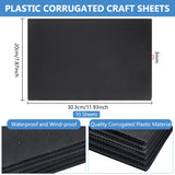 Plastic Corrugated Craft Sheets, Rectangle, Black, 303x200x3mm
