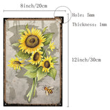 Vintage Metal Iron Tin Sign Poster, Wall Decor for Bars, Restaurants, Cafes Pubs, Rectangle, Flower, 300x200x0.5mm, Hole: 3mm