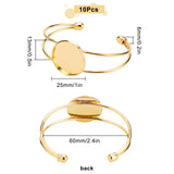 10Pcs Brass Cuff Bangle Making, Blank Bangle Base, with Flat Round Tray, Golden, Inner Diameter: 2-3/8 inch(6cm), Tray: 25mm