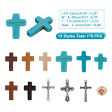 DIY Cross Jewelry Making Kits, Including Synthetic Turquoise Beads, Wood Beads & Pendants, Alloy Pendants, Mixed Color, 170Pcs/box