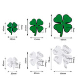 3 Sets 3 Styles Zinc Alloy Car Stickers, Clover Car Decals for Vehicle Decoration, Green, 40~74x33~60x1.3~3mm, 1 set/style