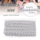 Sparkle Polyester Lace Ribbon, for Clothing Accessories, Silver, 7/8 inch(22mm), about 14.22 Yards(13m)/Card