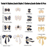 48Pcs 8 Styles Alloy Enamel Charms, Bowknot, Mixed Color, 8.5~26.5x12~26x2~3.8mm, Hole: 1.5mm, 6pcs/style