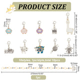 1 Set Acrylic Number Bead Knitting Row Counter Chains & Alloy Enamel Sheep & Woven Theme Charm Locking Stitch Markers, Mixed Color, Chain: 27cm, 1pc/set, Marker: 2.6~4.5cm, 10pcs/set