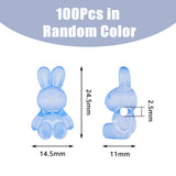 100Pcs Frosted Acrylic Beads, Rabbit, Mixed Color, 24.5x14.5x11mm, Hole: 2.5mm