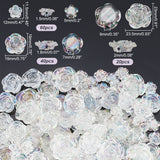 120Pcs 3 Style Transparent Plastic Beads, AB Color Plated, Rose, Clear AB, 11.5~23x12~23.5x5~9mm, Hole: 1.5~2mm