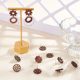 36Pcs 9 Style Walnut Wood Stud Earring Findings, with Hole and 304 Stainless Steel Pin, with 80Pcs Plastic Ear Nuts, Mixed Color, 17~17.5x17~18mm, Hole: 1.6~1.8mm, Pin: 0.7~0.8mm, 4Pcs/style