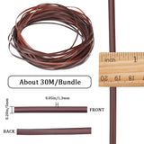 Plastic Imitation Cane Wire Cord, Flat, Coconut Brown, 5mm