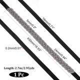 Polyester Bridal Belts, Glass Crystal Rhinestone Belts, with Brass Finding, for Wedding Dress, Black, 106-1/4 inch(2.7m)
