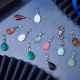 12Pcs 12 Colors Gemstone Pendant Decorations, with Brass Lobster Claw Clasps and Iron Findings, Teardrop, 46~48.5mm, 1pc/color