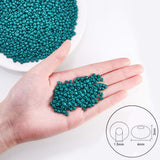 Ornaland 6/0 Baking Paint Glass Seed Beads, Teal, 4~5x3~4mm, Hole: 1~2mm, about 1600pcs/bag