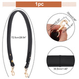 PU Leather Bag Straps, Wide Bag Handles, with Zinc Alloy Swivel Clasps, Purse Making Accessories, Black, 72.5x3.55cm