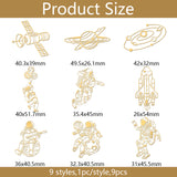 Nickel Decoration Stickers, Metal Resin Filler, Epoxy Resin & UV Resin Craft Filling Material, Golden, Spaceman, 40x40mm, 9pcs/set
